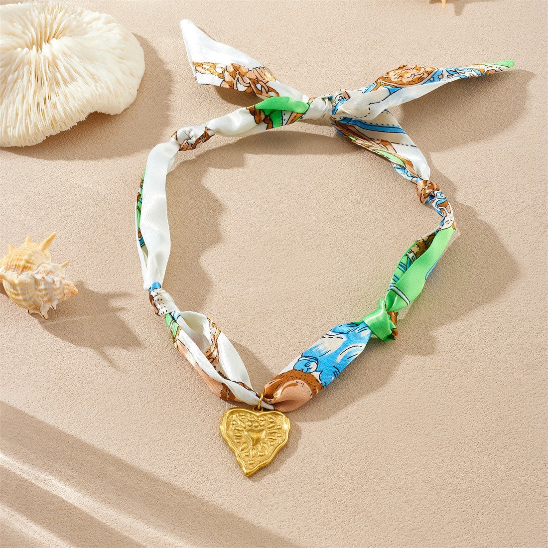 18k Boho Printed Scarf Flower Necklace