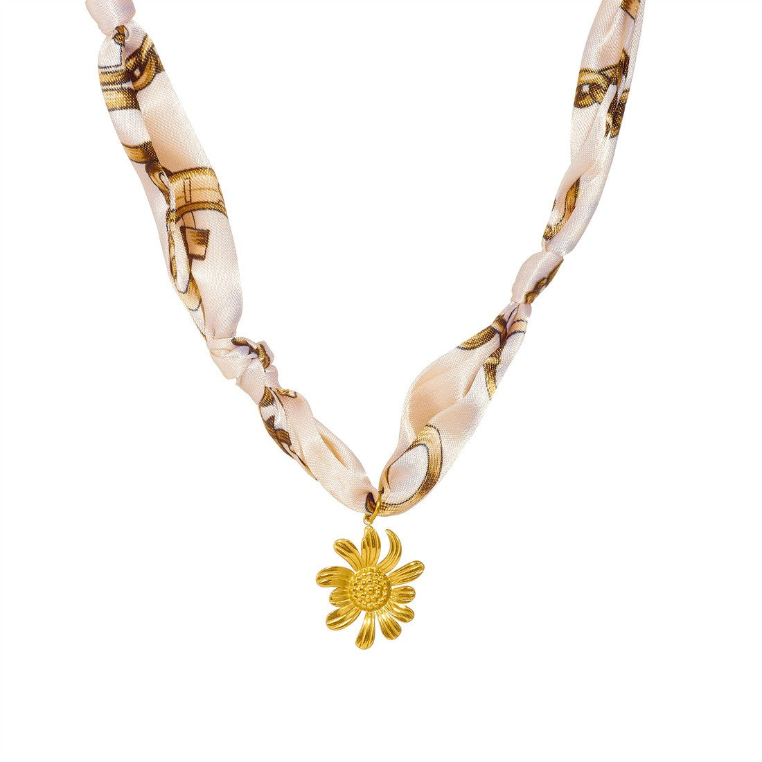 18k Boho Printed Scarf Flower Necklace