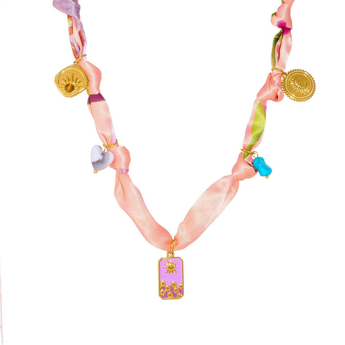 18k Boho Printed Scarf Flower Necklace