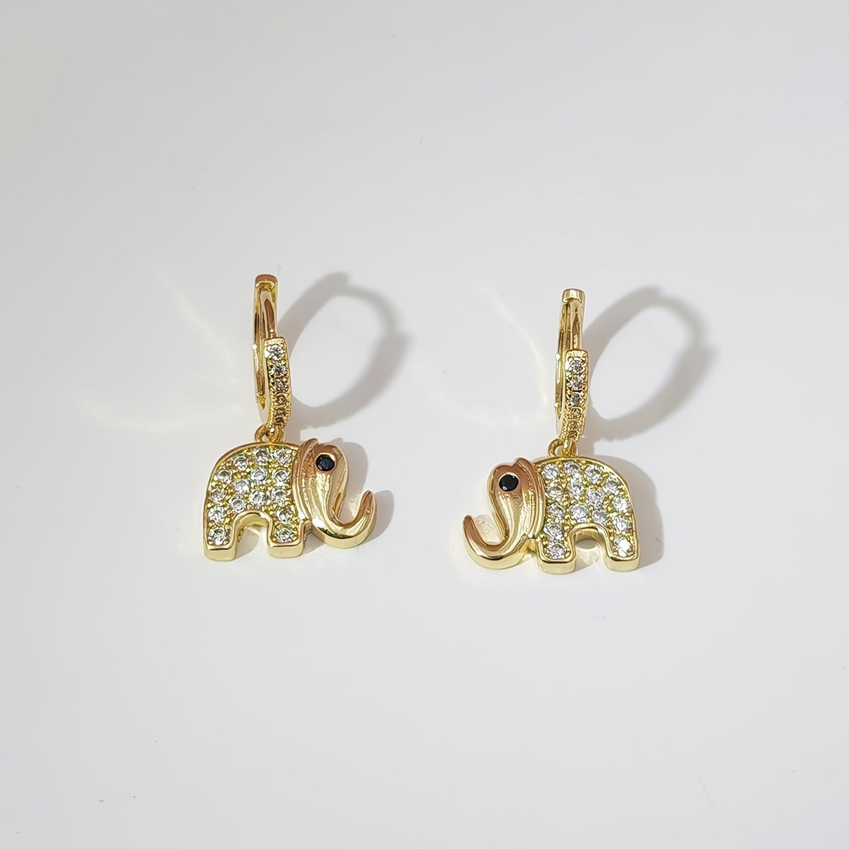 Dainty Cubic Zirconia Elephant Earrings