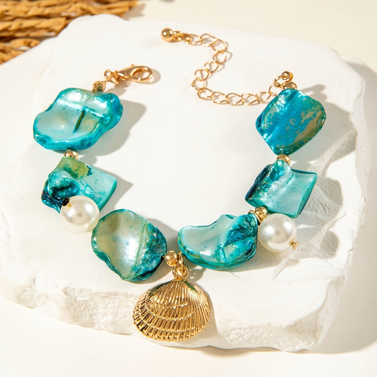 Boho Marbled Resin Shell Bracelet
