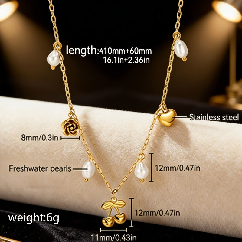 18k Dainty Pearl Charm Necklace