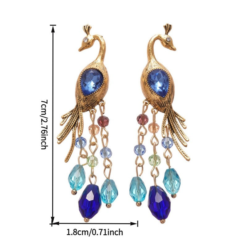 Vintage Boho Peacock Dangle Earrings