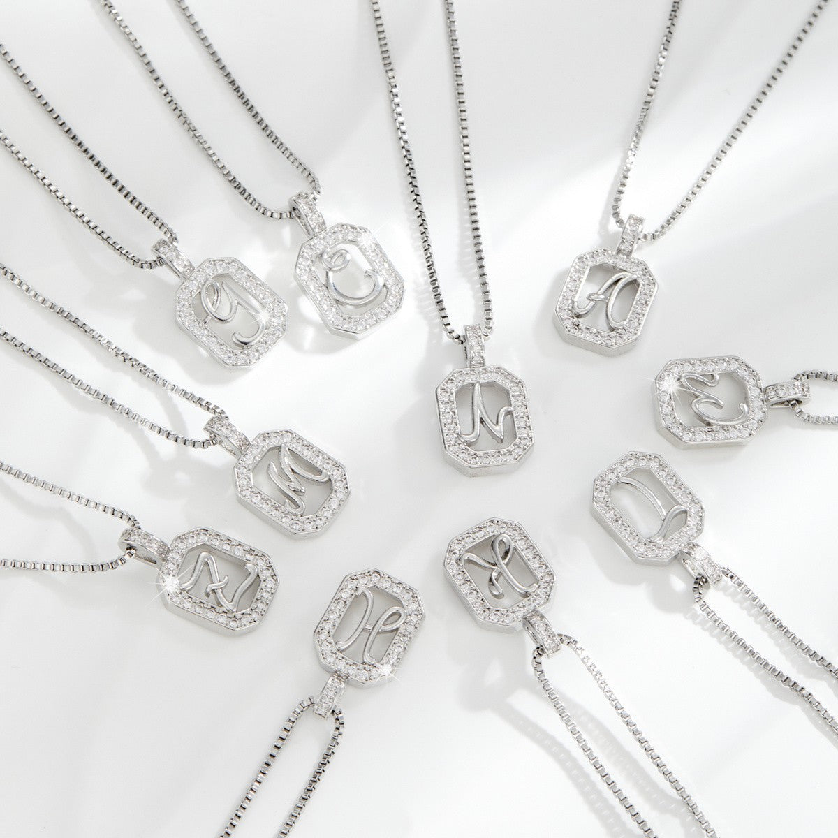 14k Elegant Square Initial Necklace