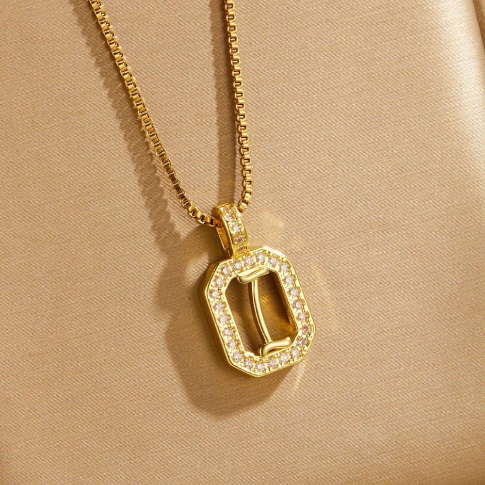 14k Elegant Square Initial Necklace