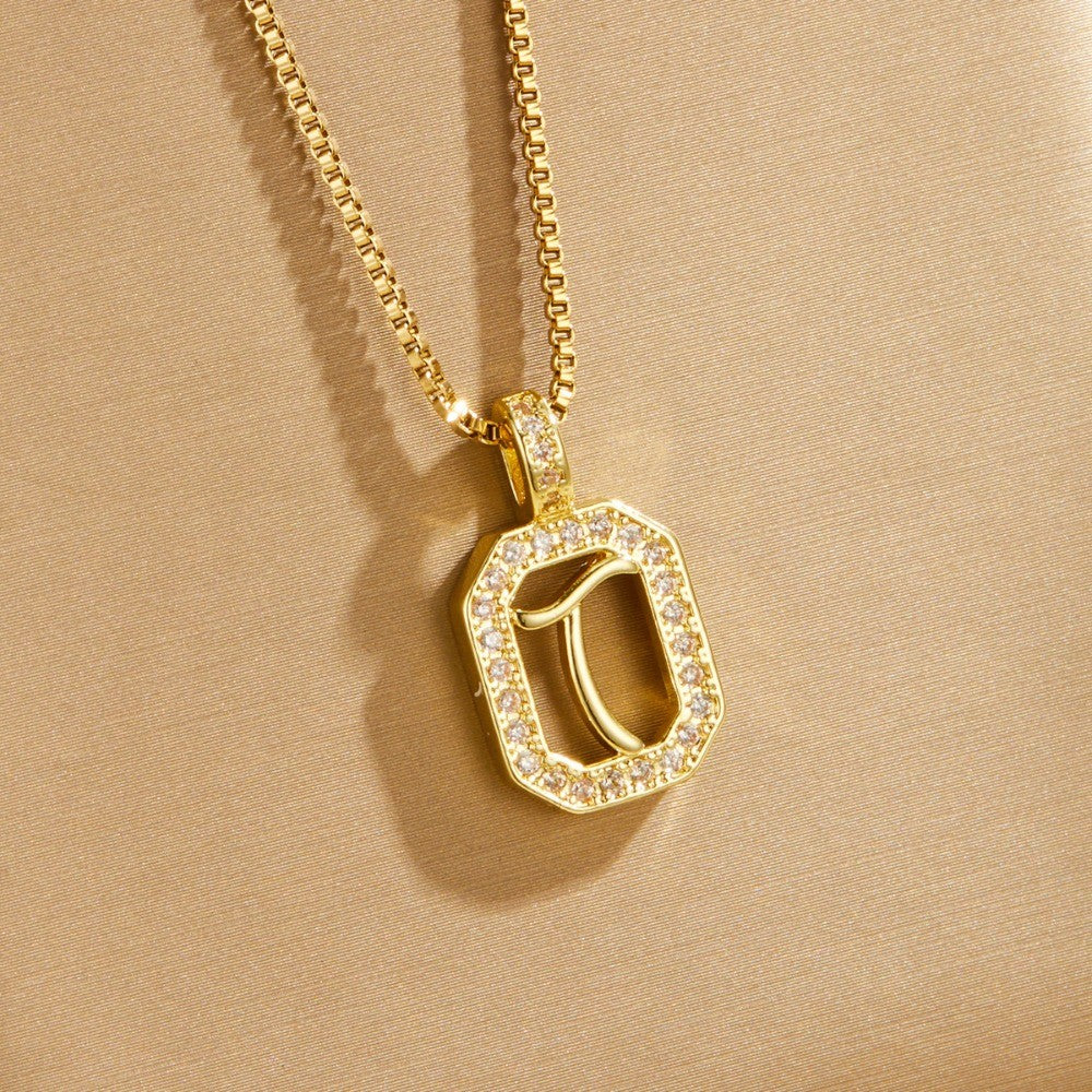 14k Elegant Square Initial Necklace
