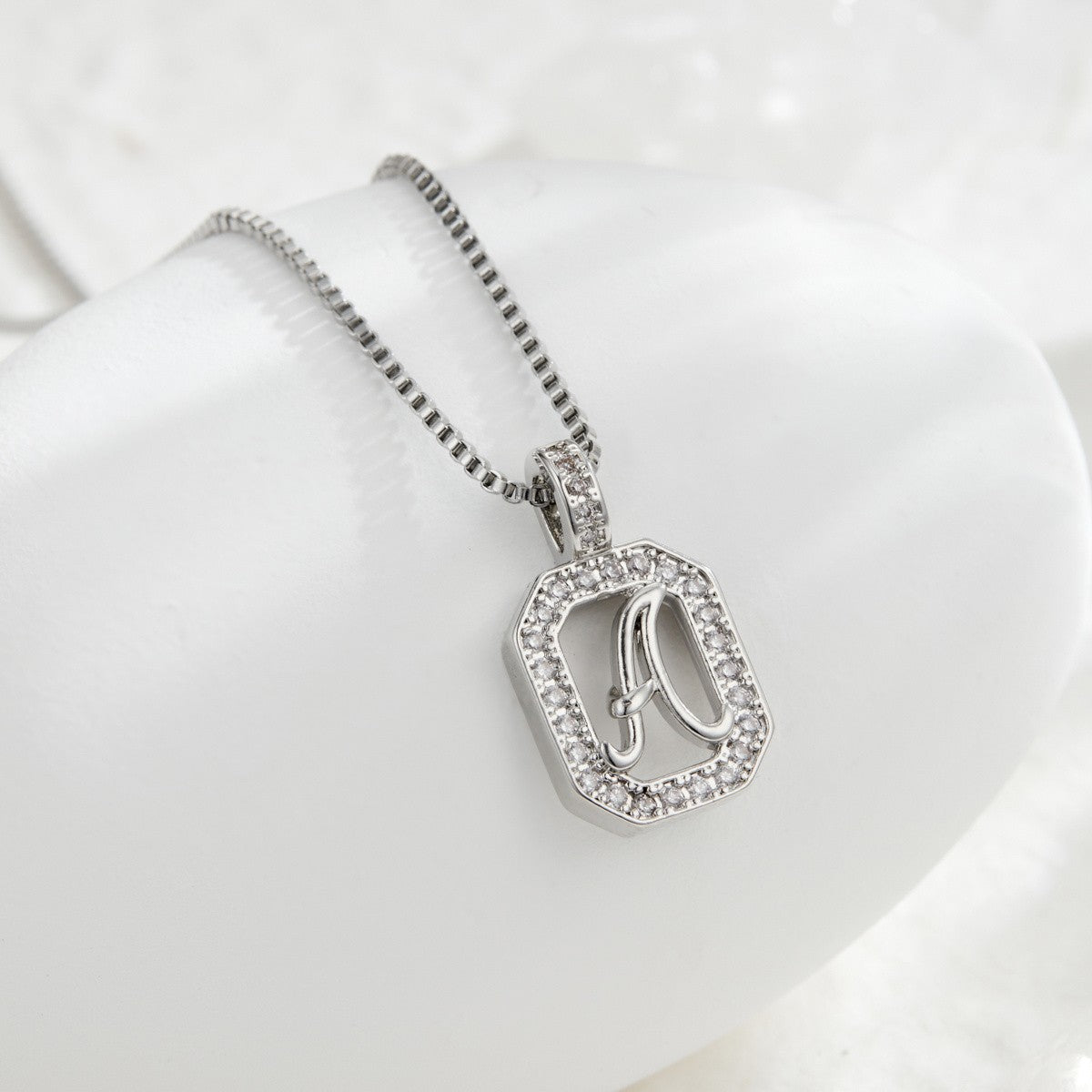 14k Elegant Square Initial Necklace