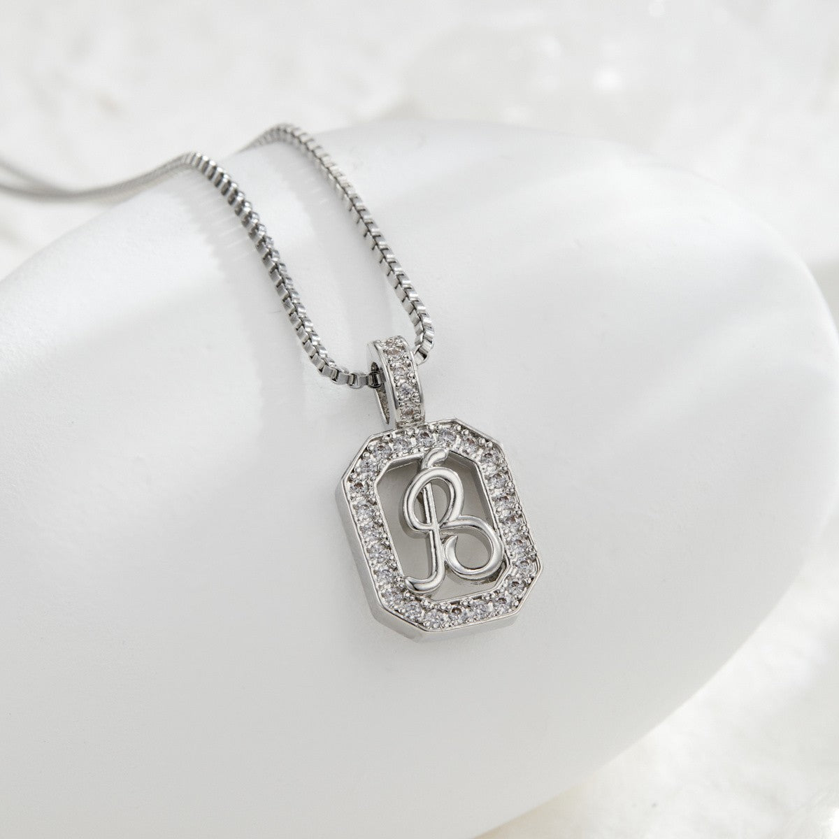 14k Elegant Square Initial Necklace