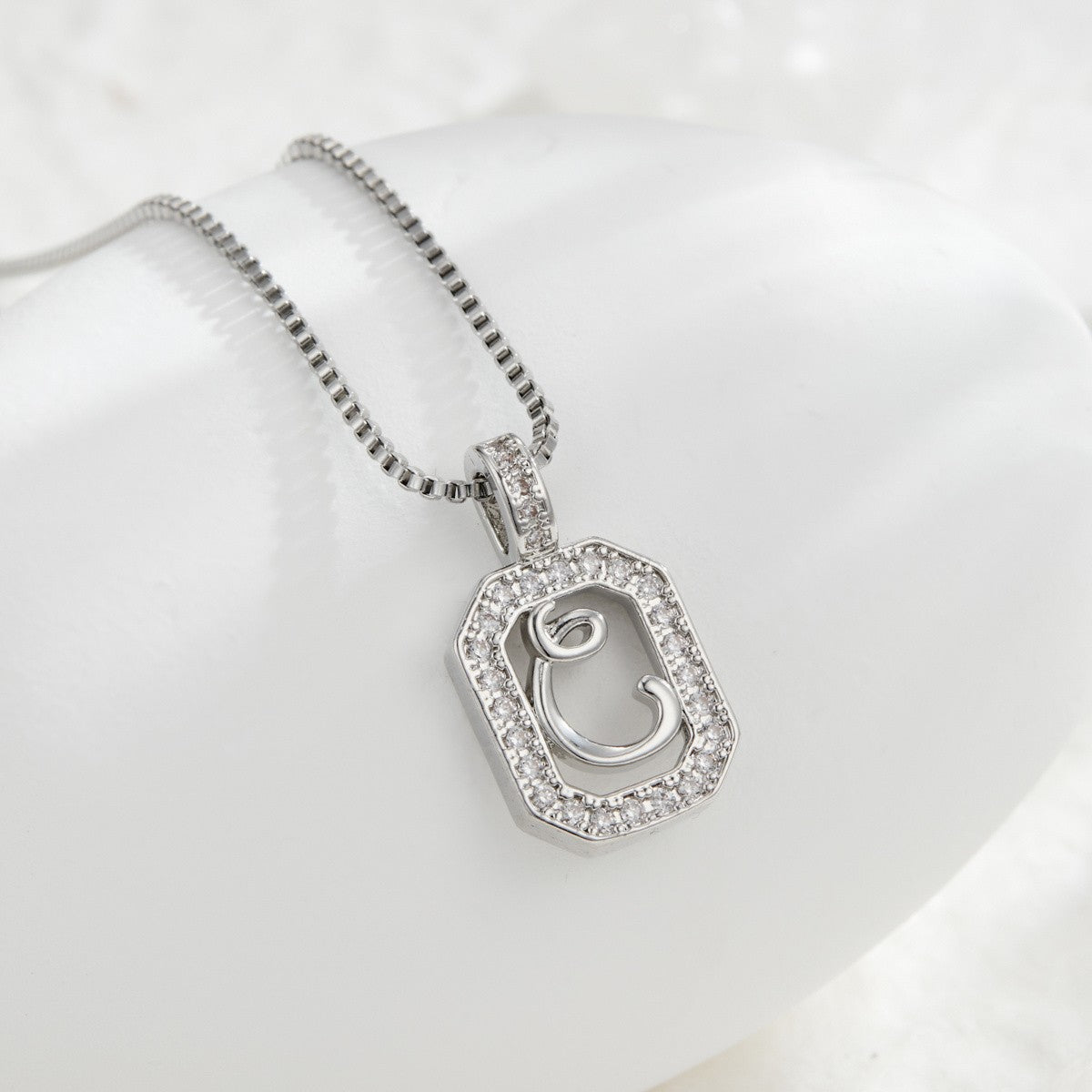 14k Elegant Square Initial Necklace
