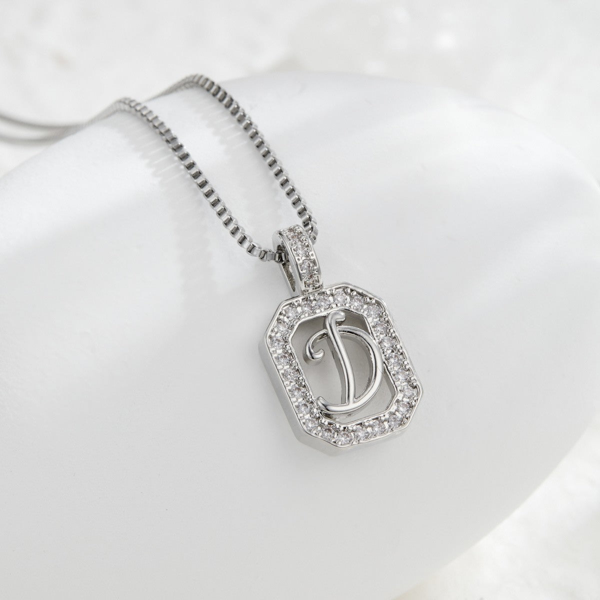 14k Elegant Square Initial Necklace