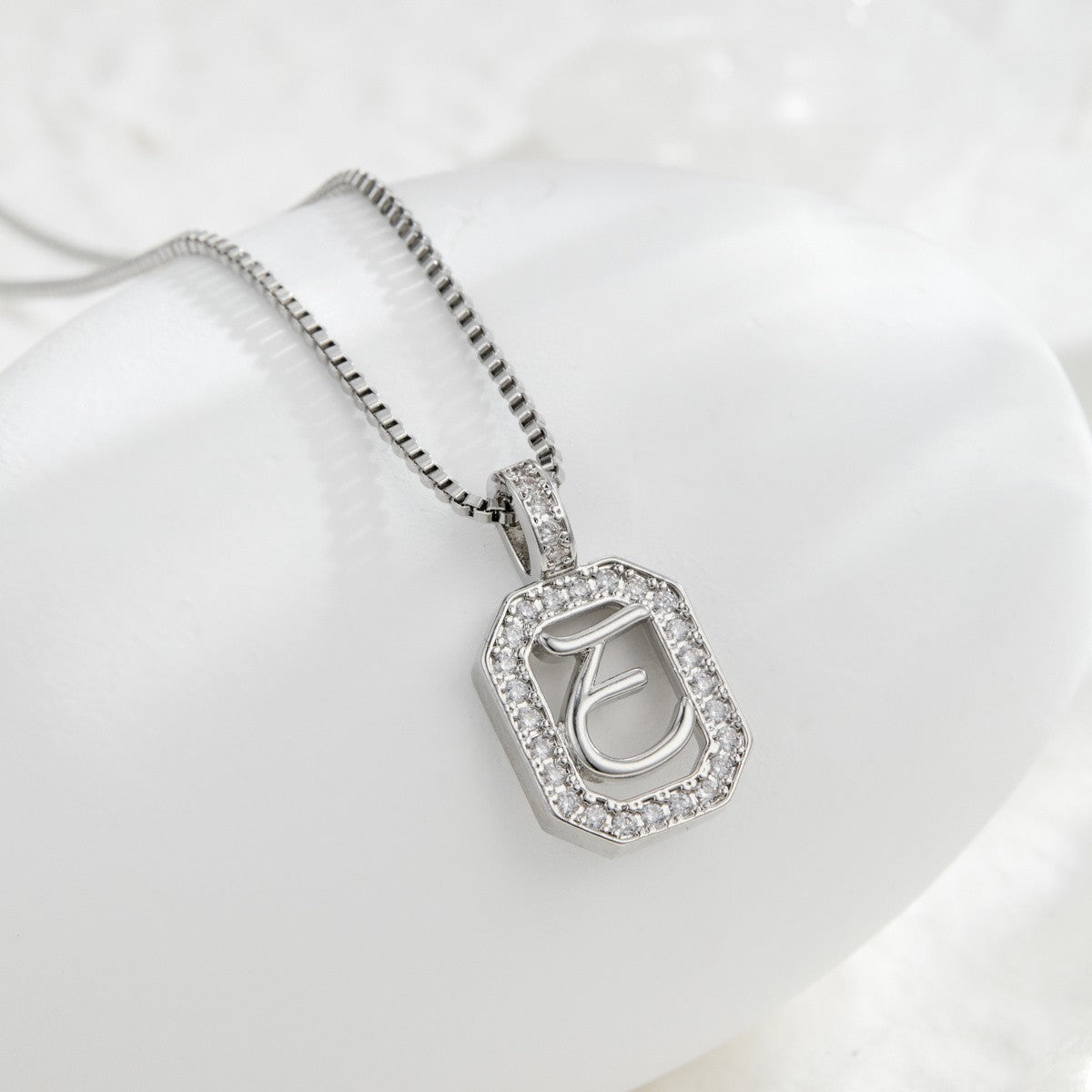 14k Elegant Square Initial Necklace