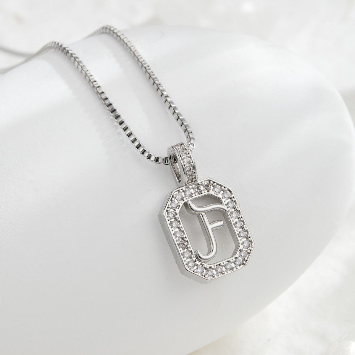 14k Elegant Square Initial Necklace