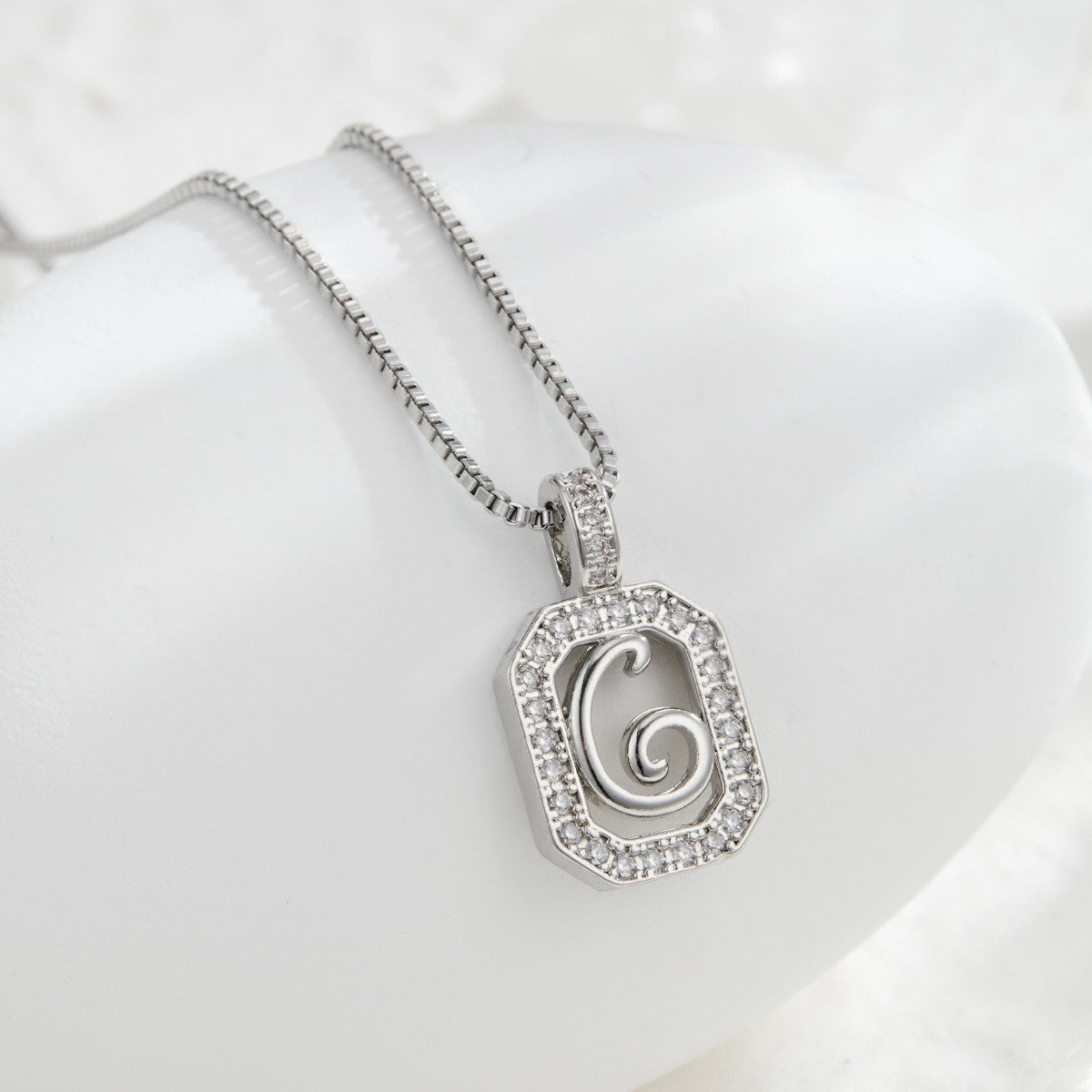 14k Elegant Square Initial Necklace