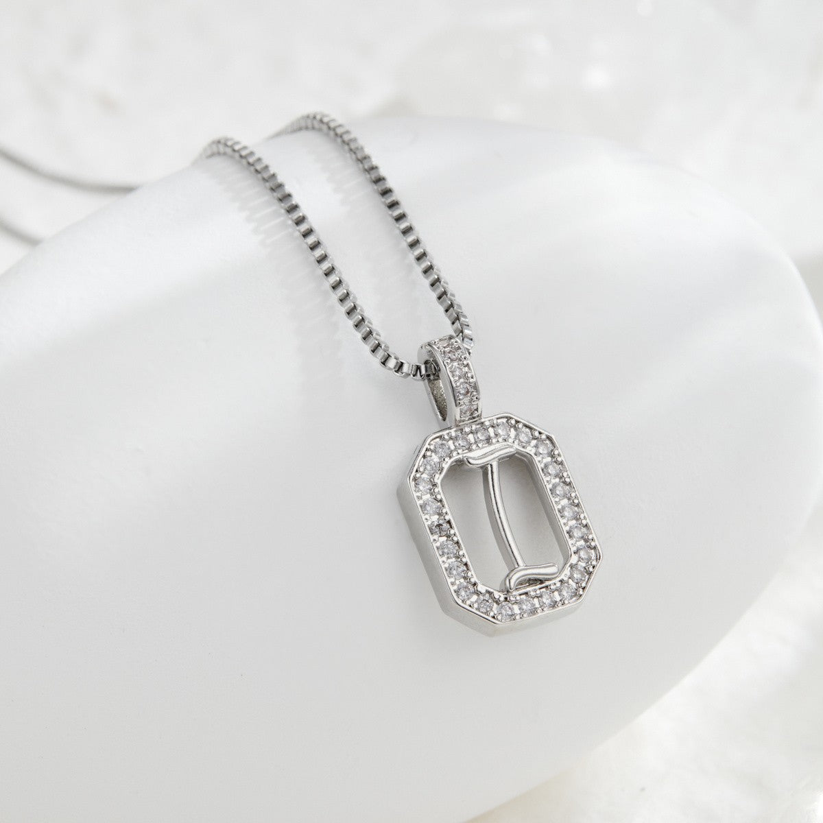 14k Elegant Square Initial Necklace
