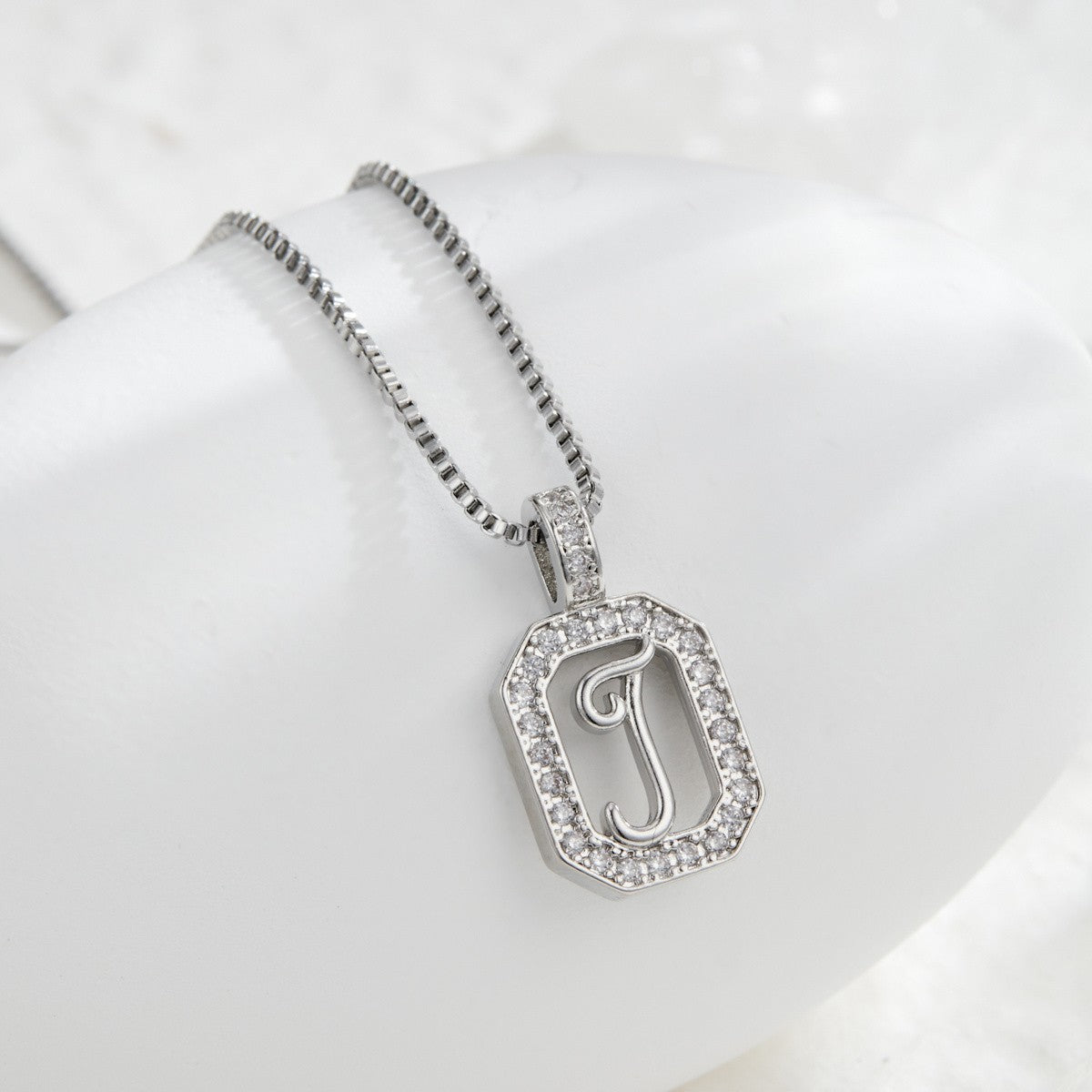 14k Elegant Square Initial Necklace