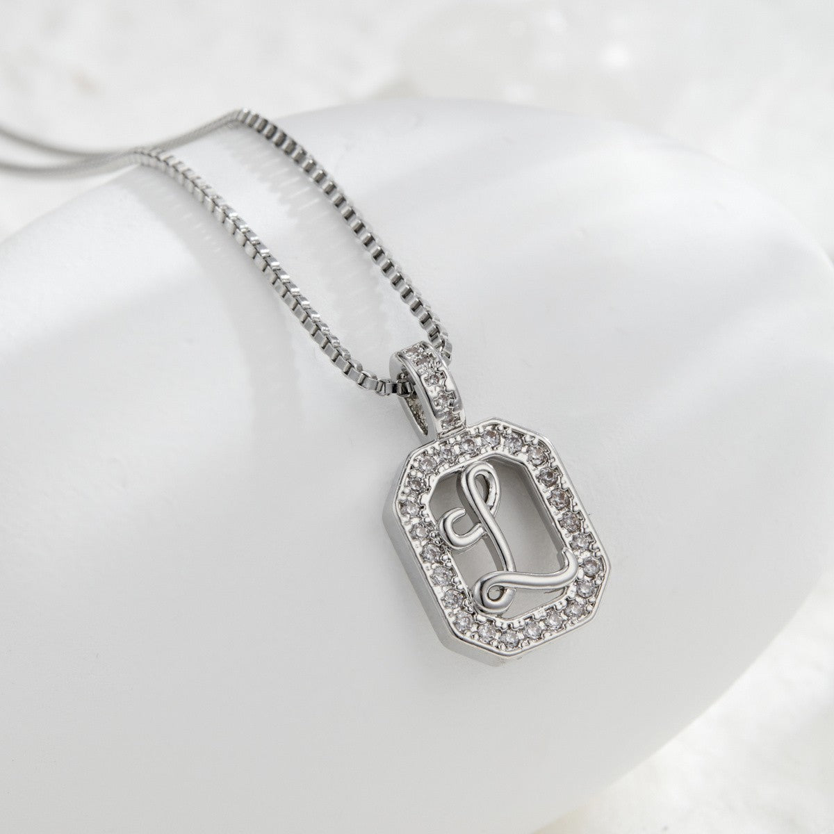14k Elegant Square Initial Necklace