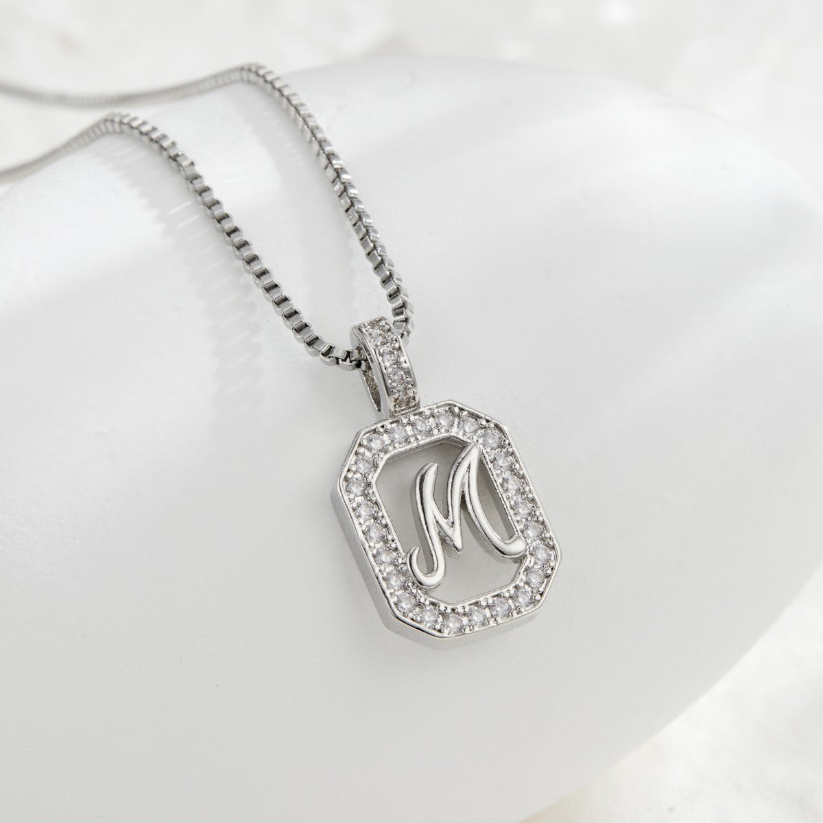 14k Elegant Square Initial Necklace