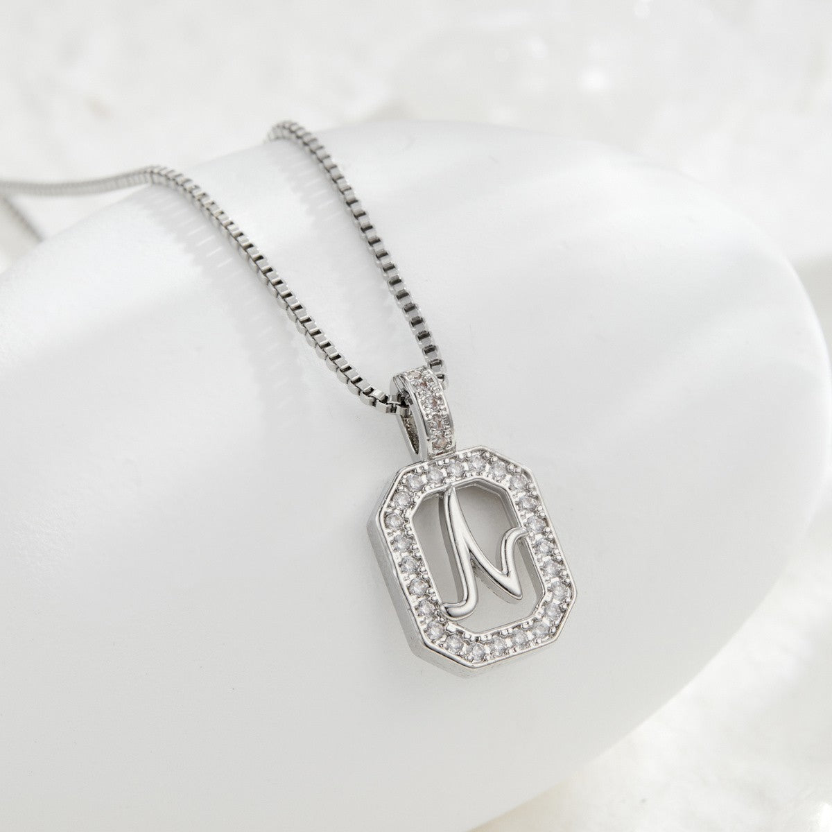 14k Elegant Square Initial Necklace