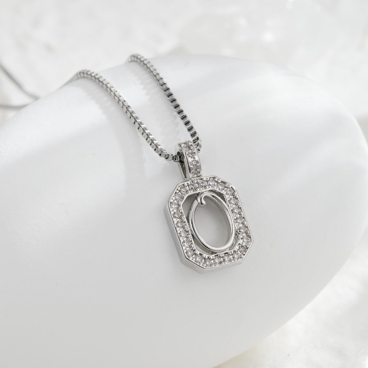 14k Elegant Square Initial Necklace