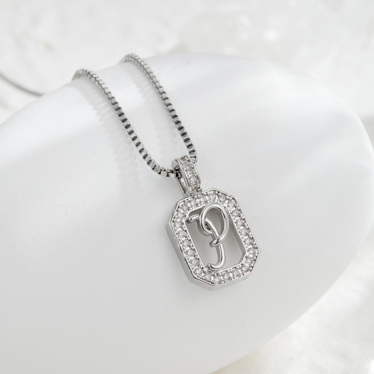 14k Elegant Square Initial Necklace