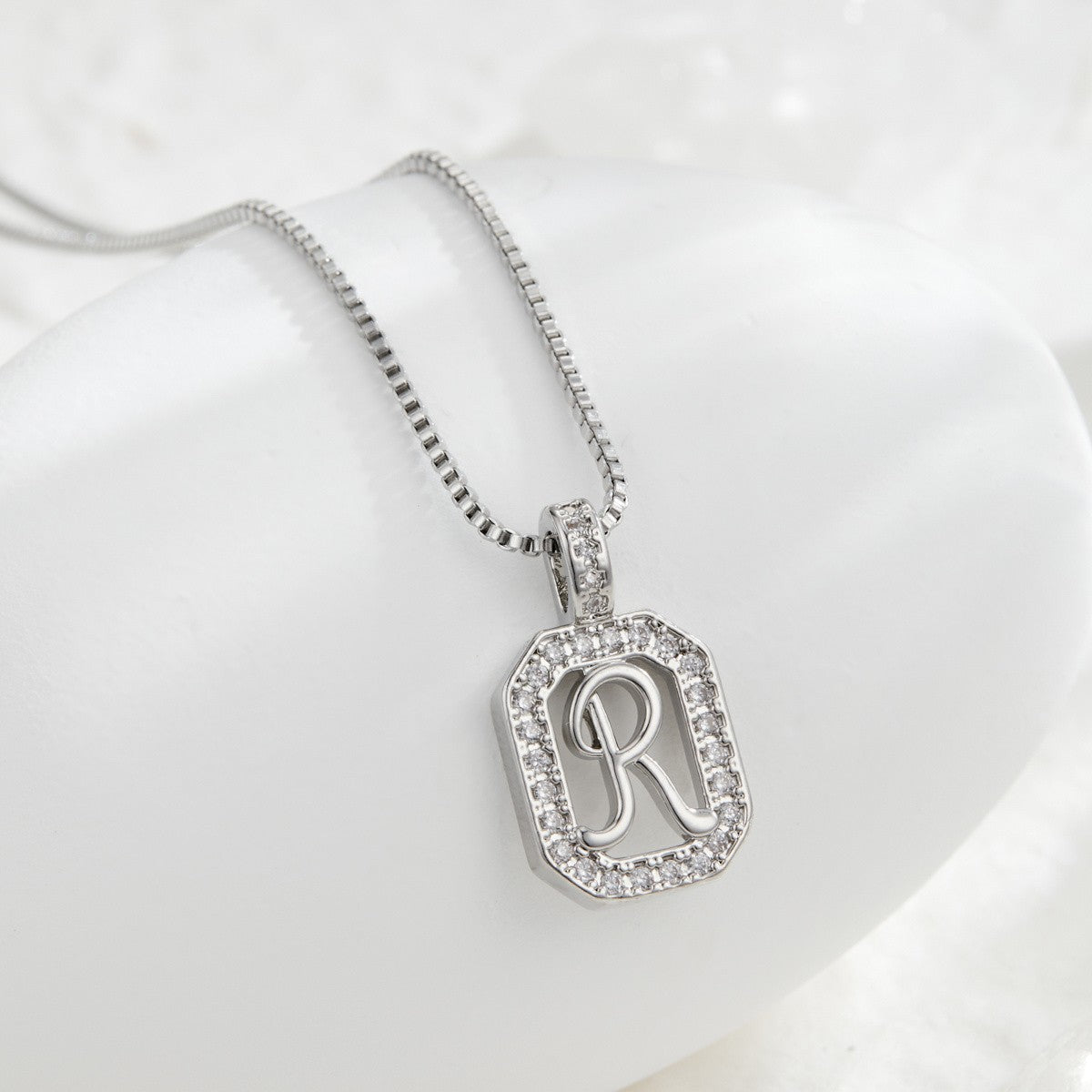 14k Elegant Square Initial Necklace