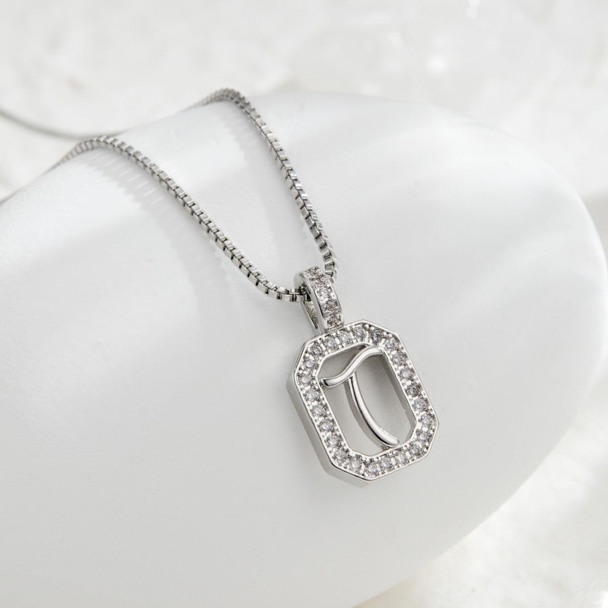 14k Elegant Square Initial Necklace
