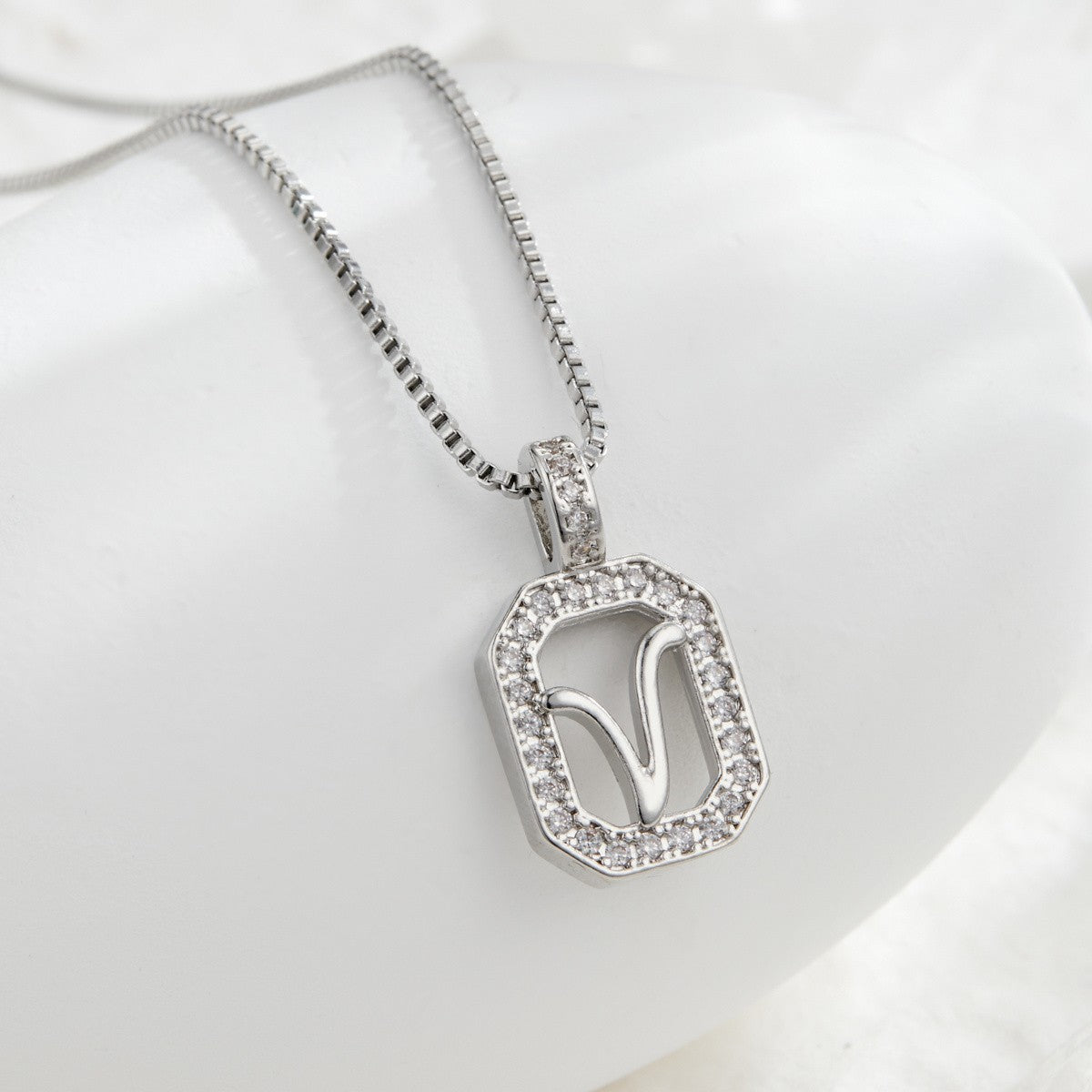 14k Elegant Square Initial Necklace