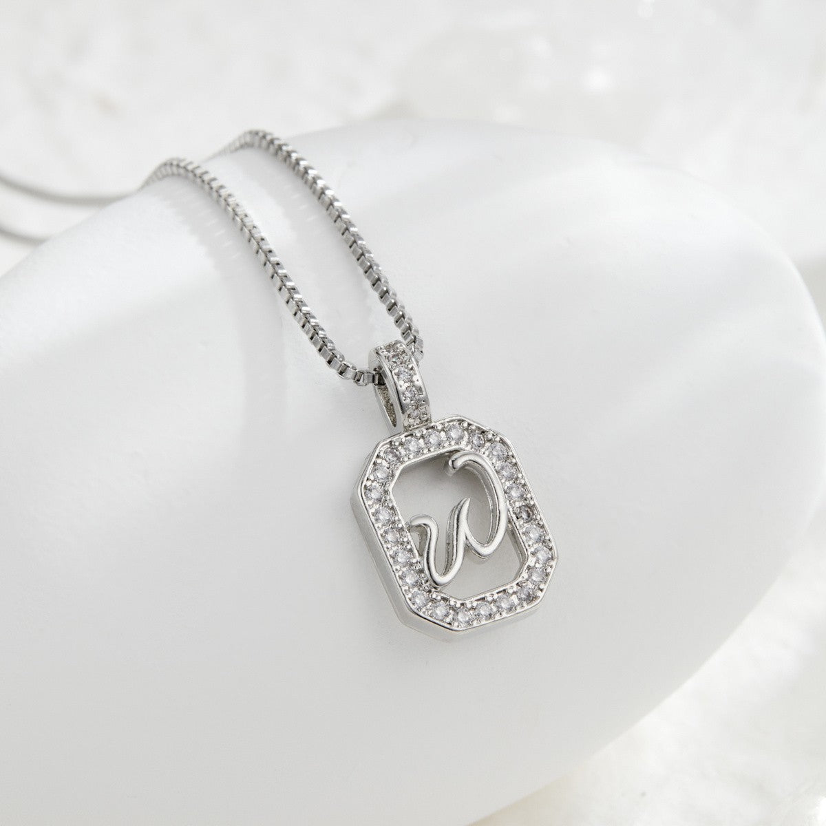 14k Elegant Square Initial Necklace