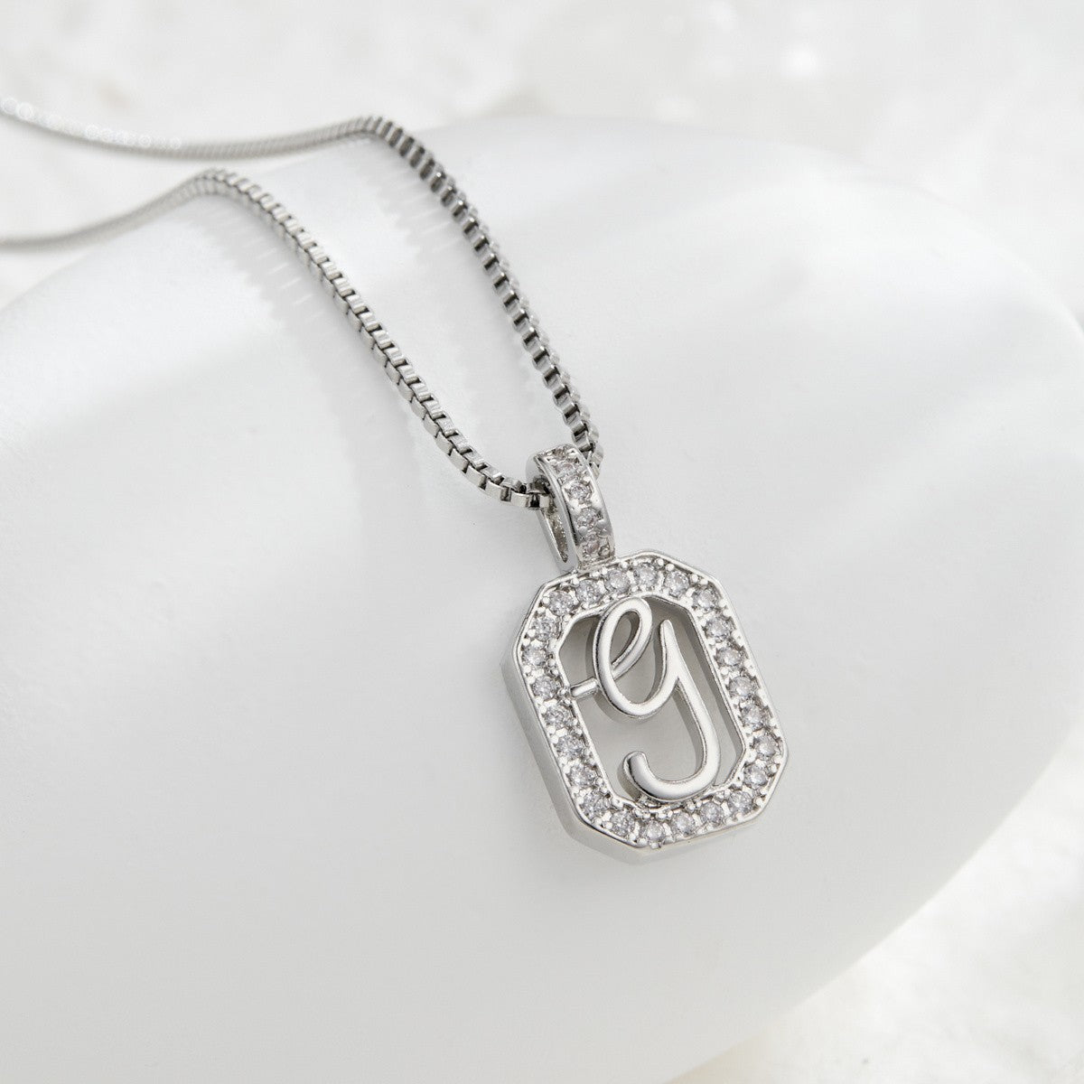 14k Elegant Square Initial Necklace