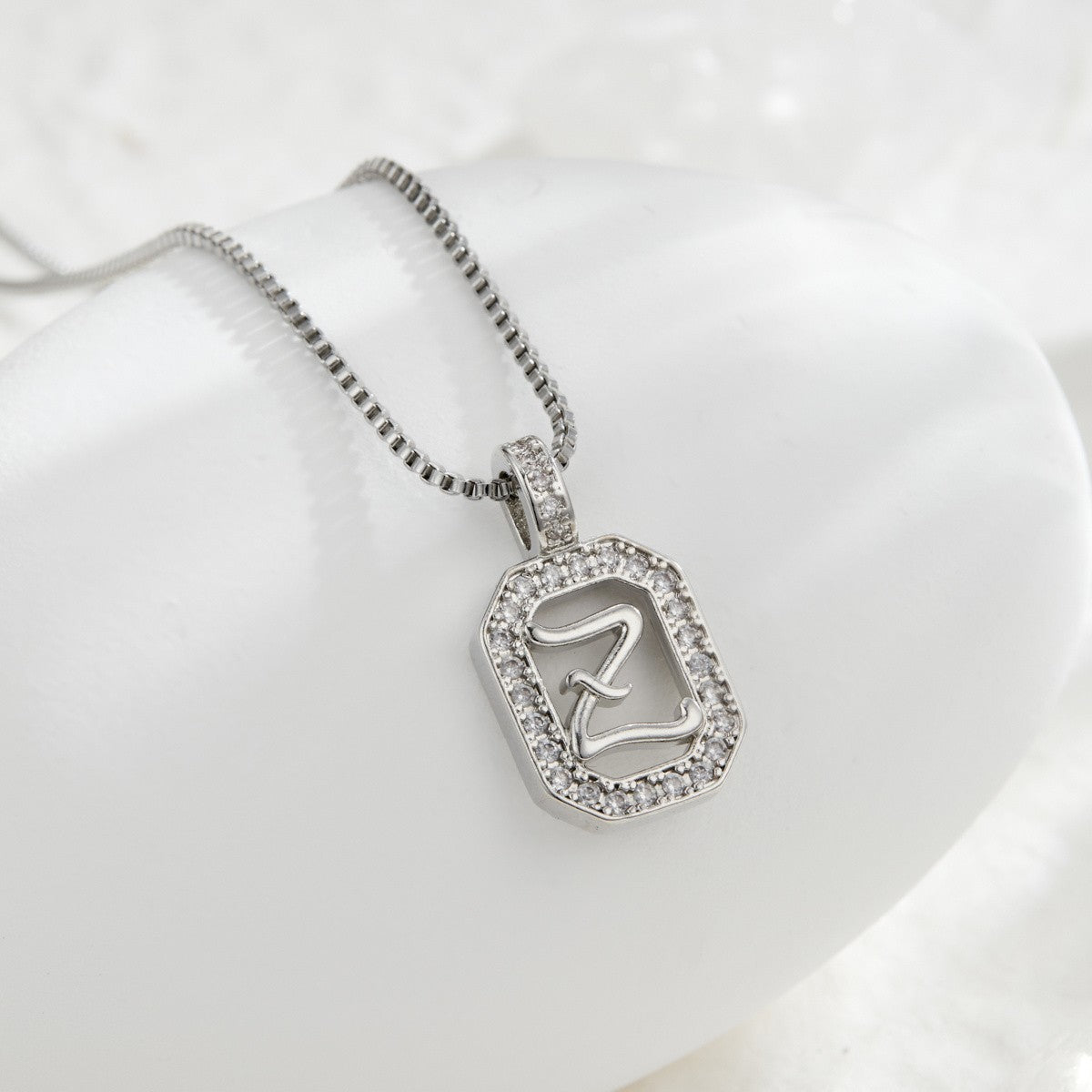 14k Elegant Square Initial Necklace