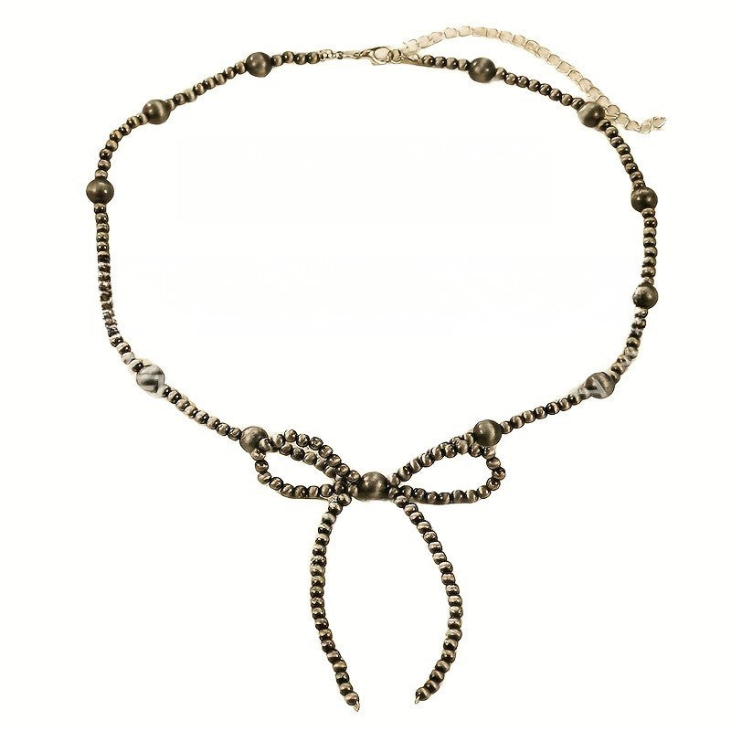Boho Beaded Bow Necklace