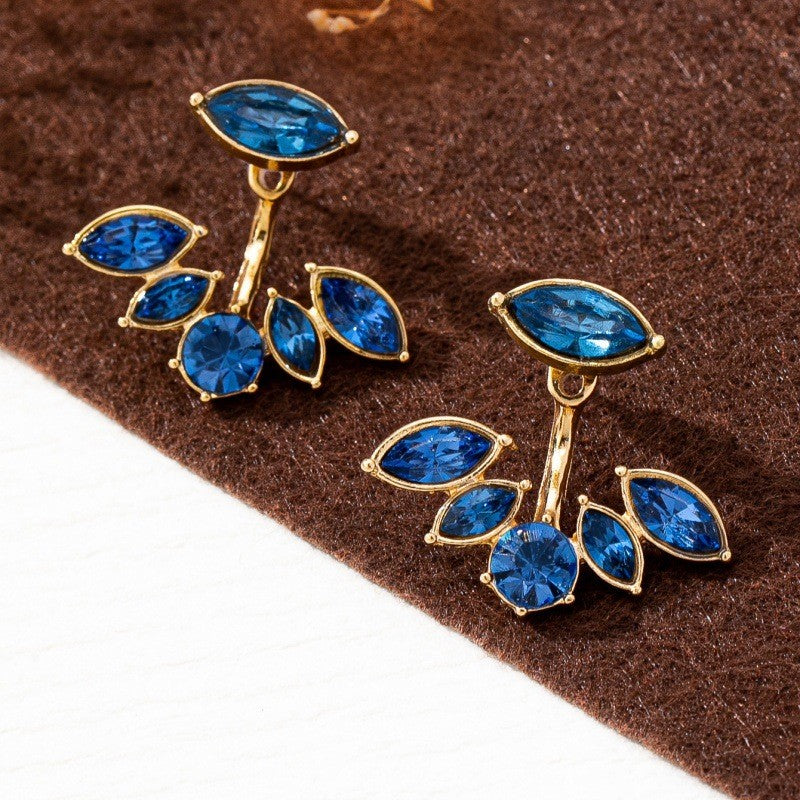 14k Elegant Blue Leaf Stud Earrings