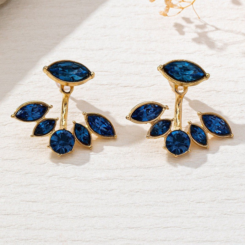 14k Elegant Blue Leaf Stud Earrings