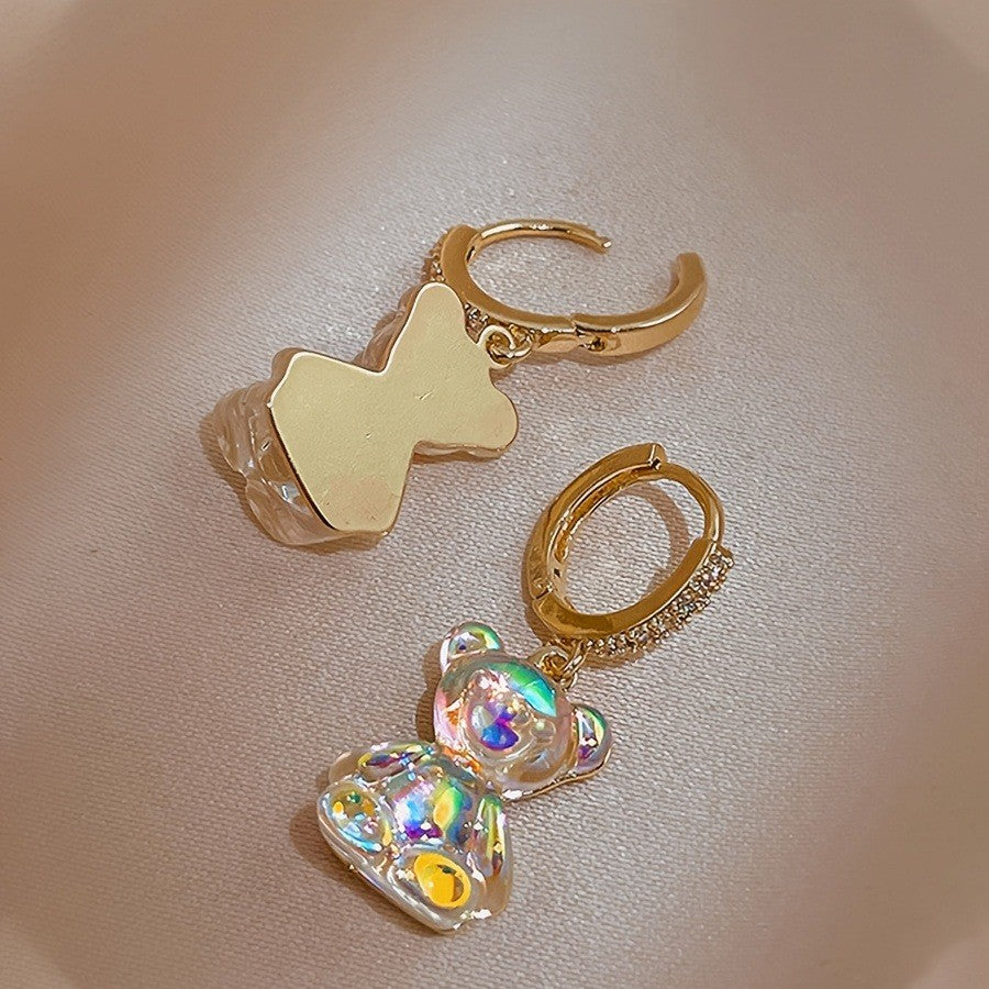 Dainty Iridescent Bear Earrings