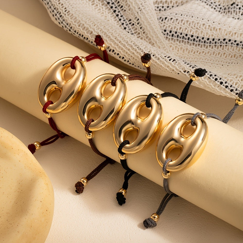 Adjustable Woven Double Ring Bracelet