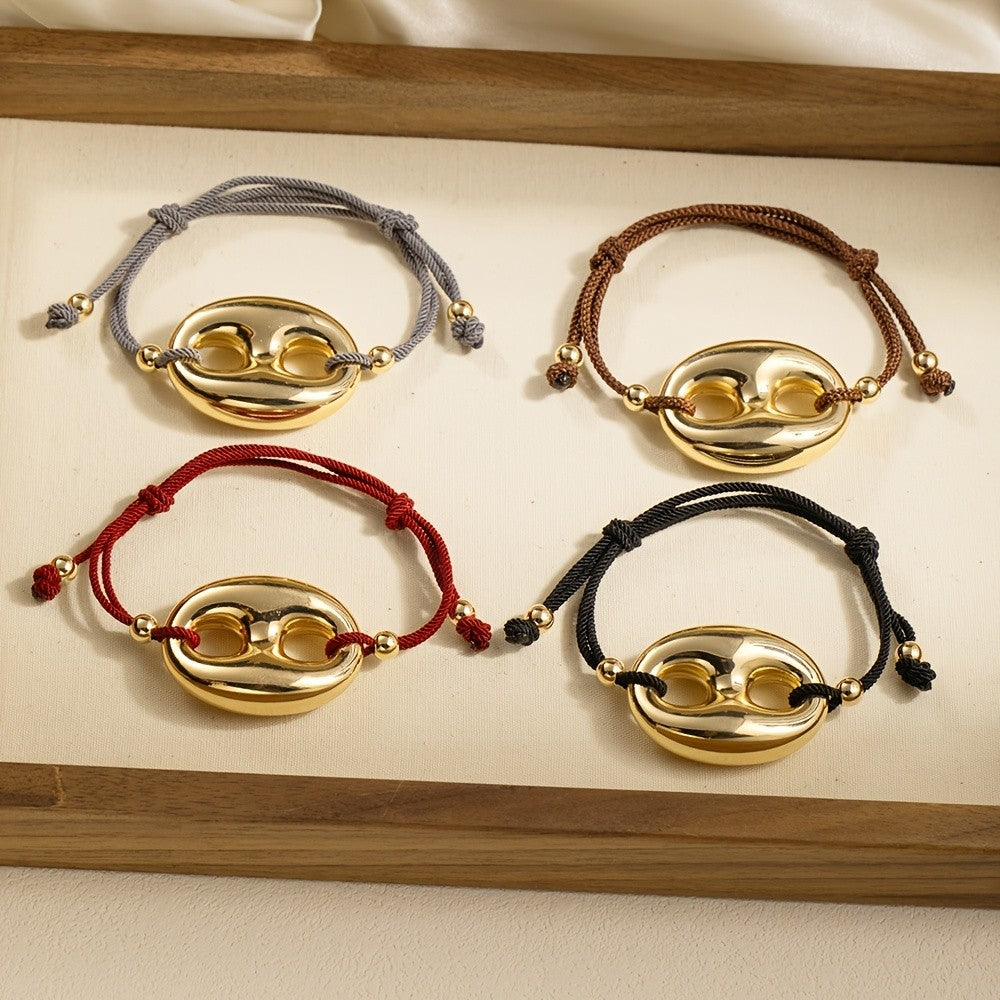 Adjustable Woven Double Ring Bracelet