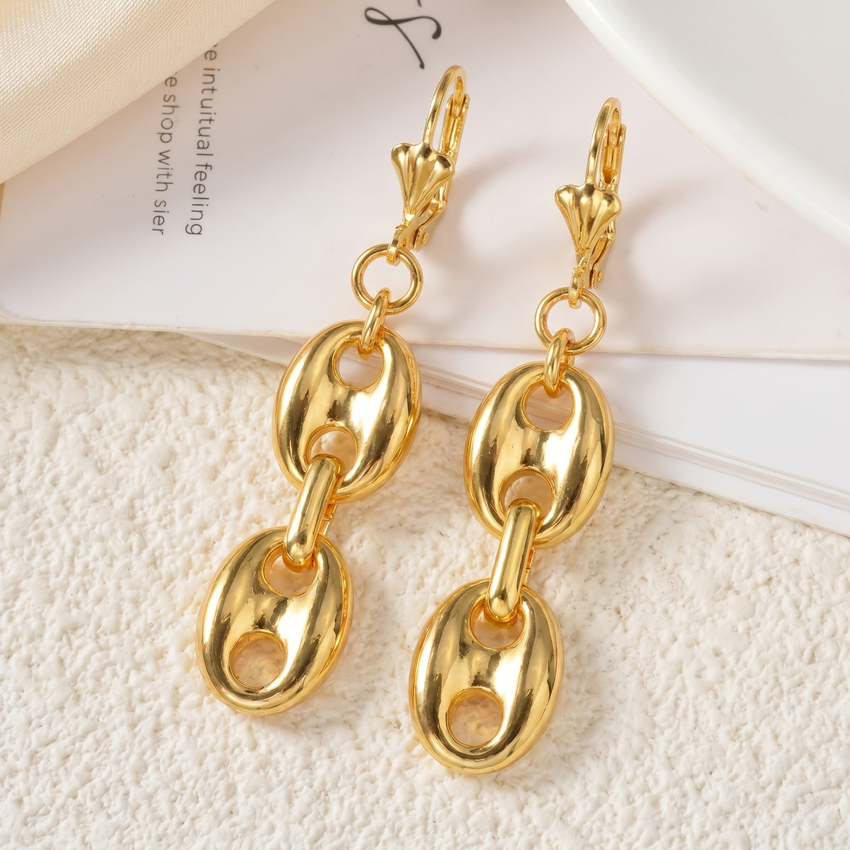 18k Classy Mariner Link Drop Earrings