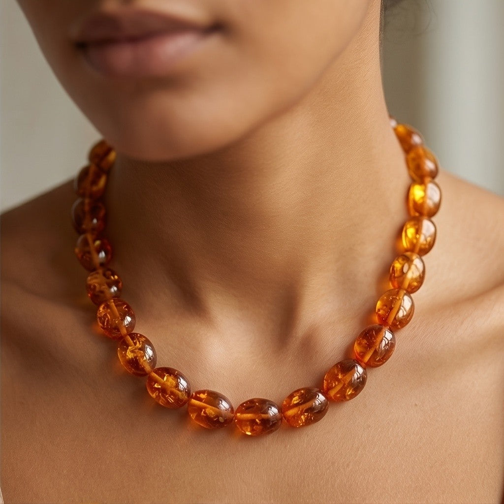 Vintage Amber Bead Necklace