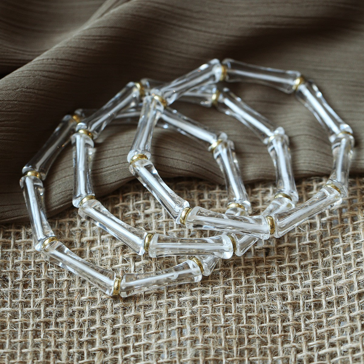 18k Vintage Bamboo Stackable Bracelet Set