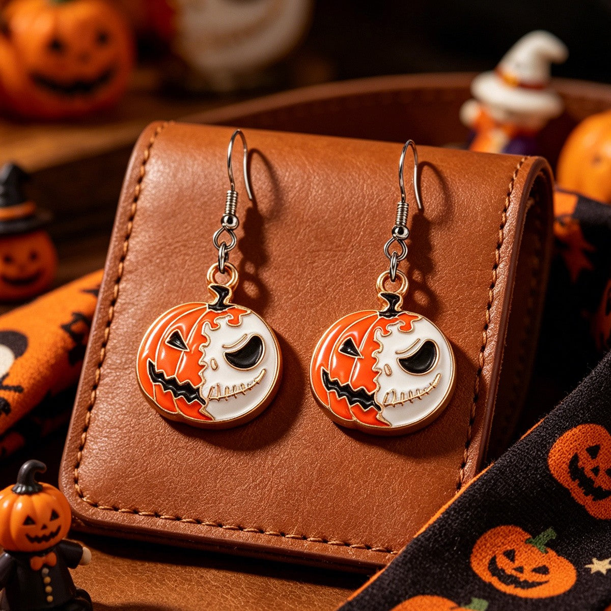 Gothic Pumpkin Drop Earrings