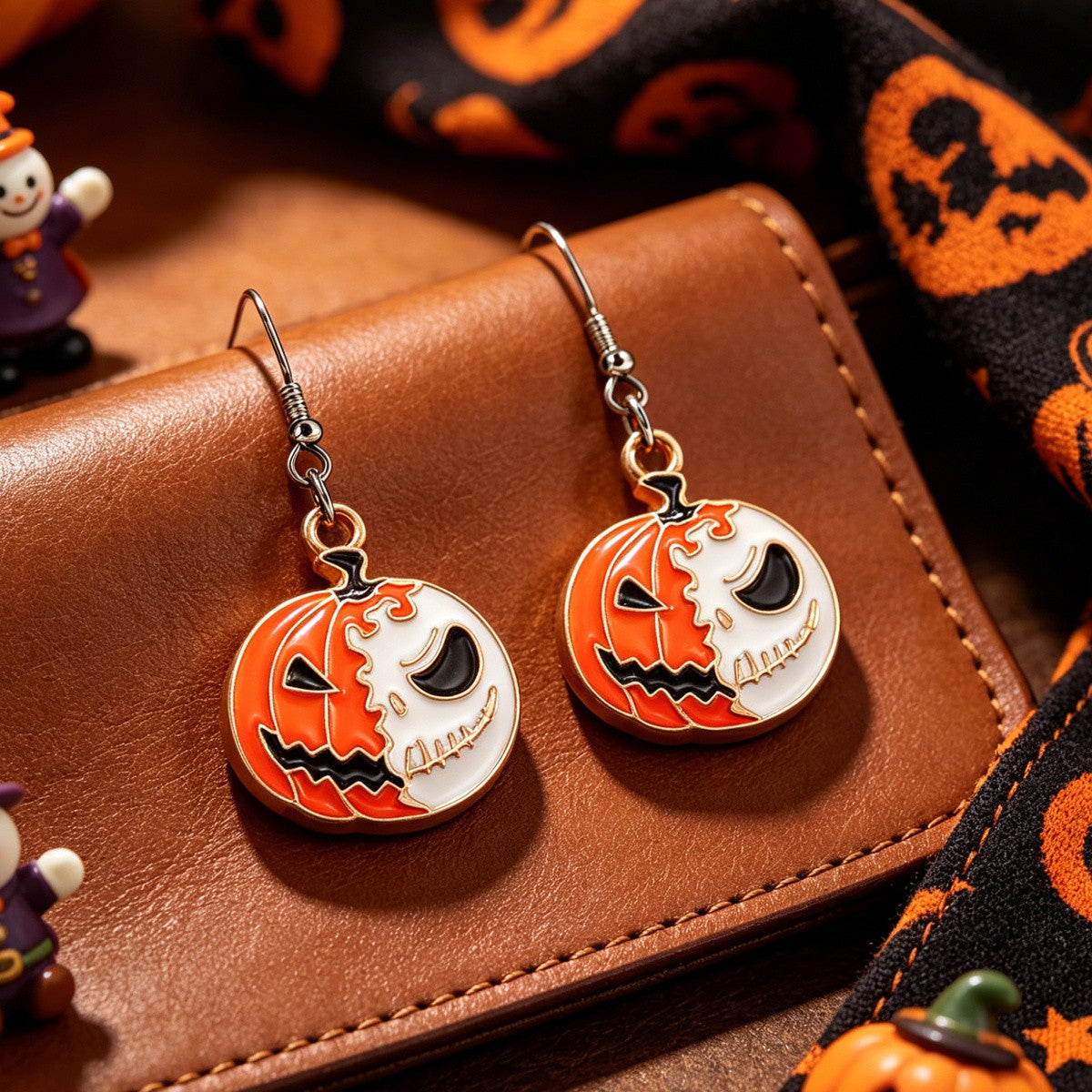 Gothic Pumpkin Drop Earrings