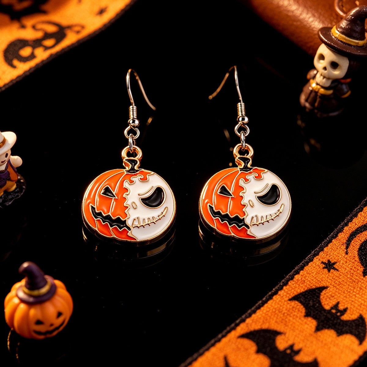 Gothic Pumpkin Drop Earrings