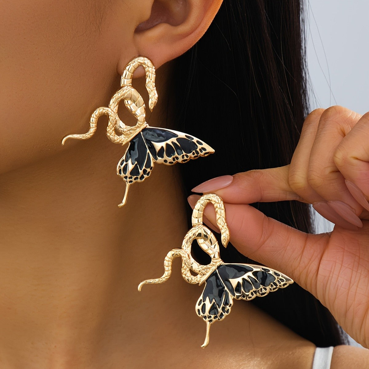 Vintage Snake Butterfly Earrings