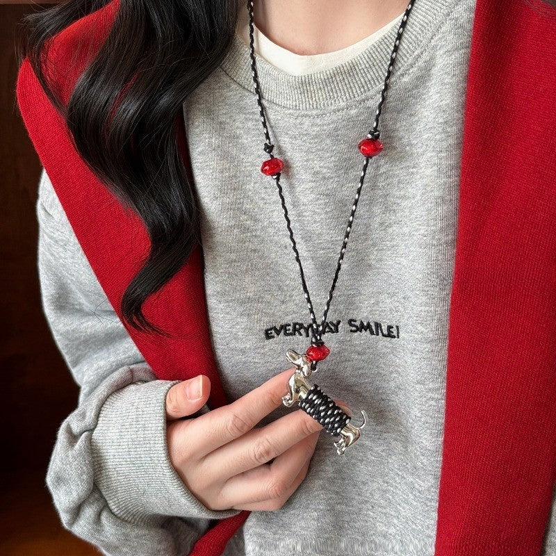 Cute Dachshund Woven Rope Necklace