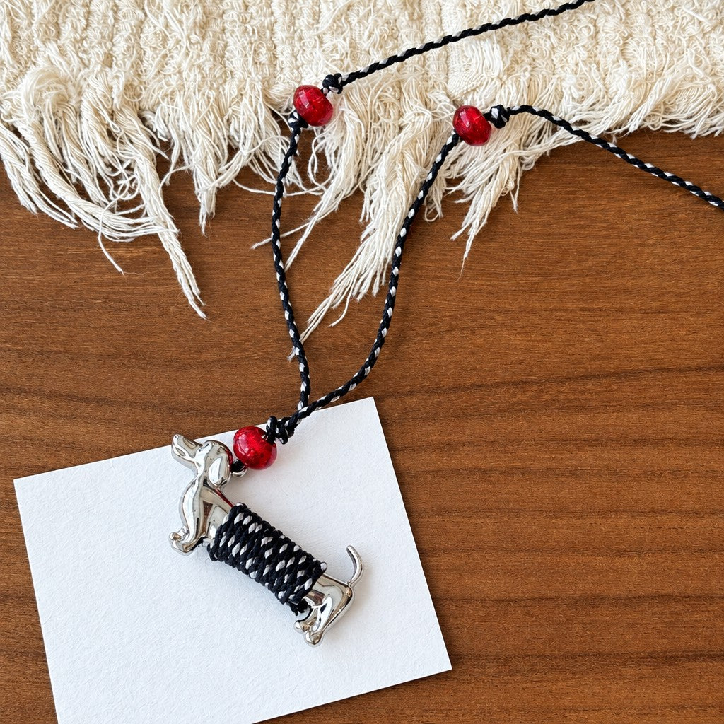 Cute Dachshund Woven Rope Necklace