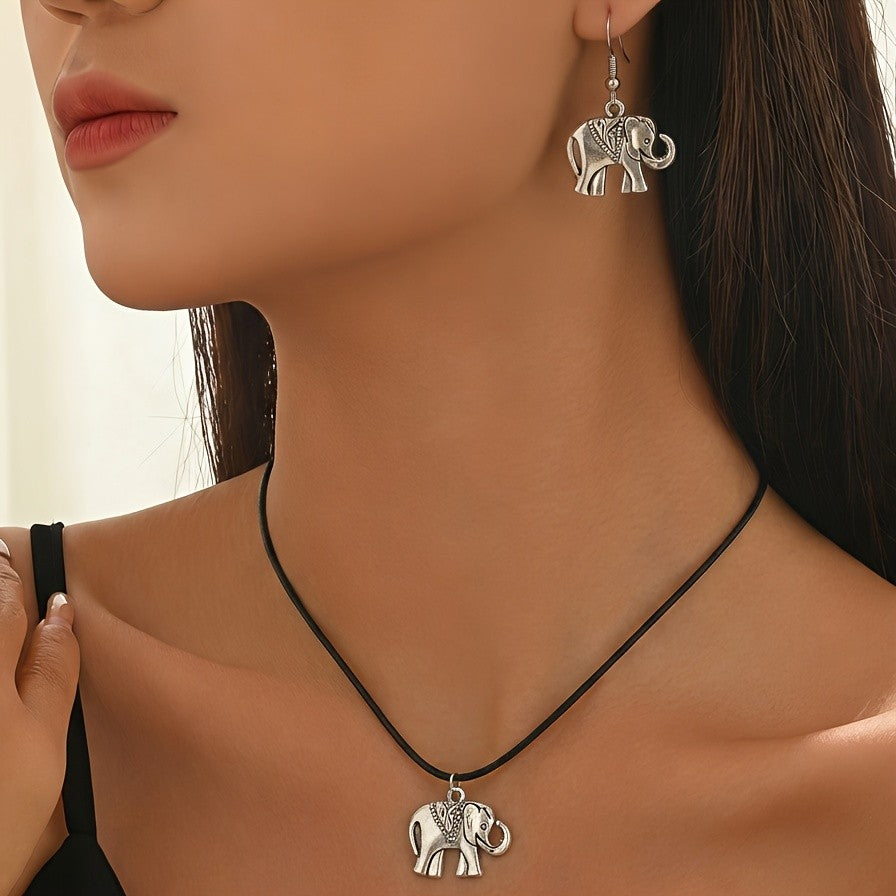 Vintage Inspired Elephant Necklace Set