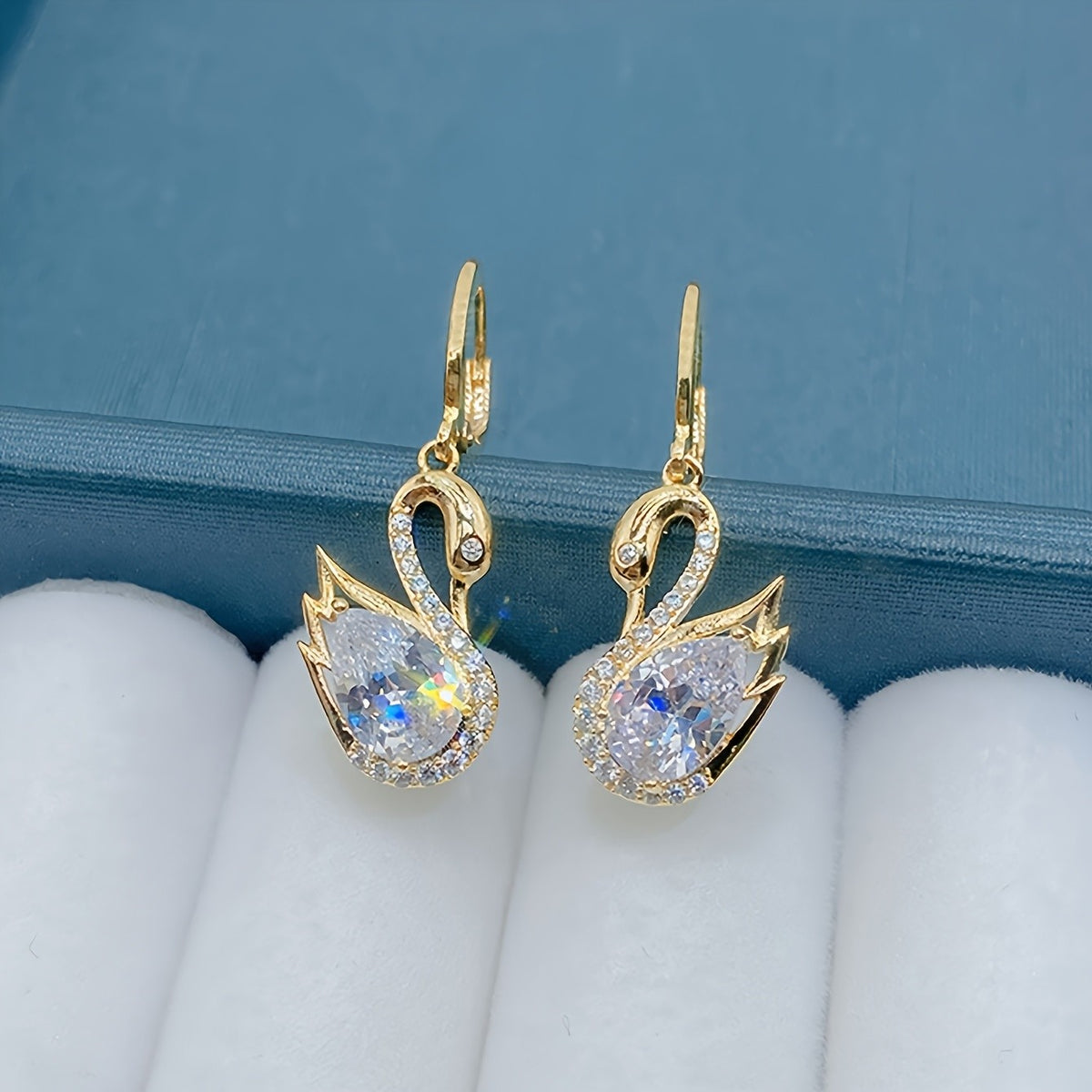 Elegant Crystal Swan Drop Earrings