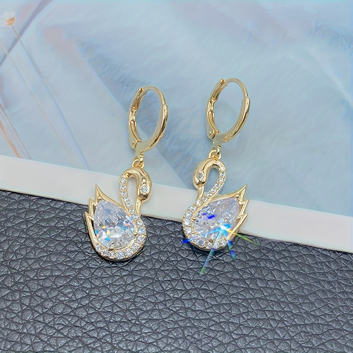 Elegant Crystal Swan Drop Earrings