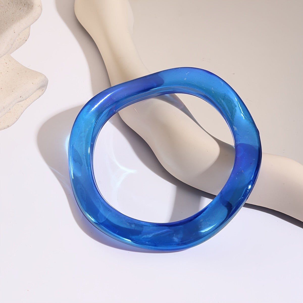 Boho Translucent Wavy Acrylic Cuff Bracelet
