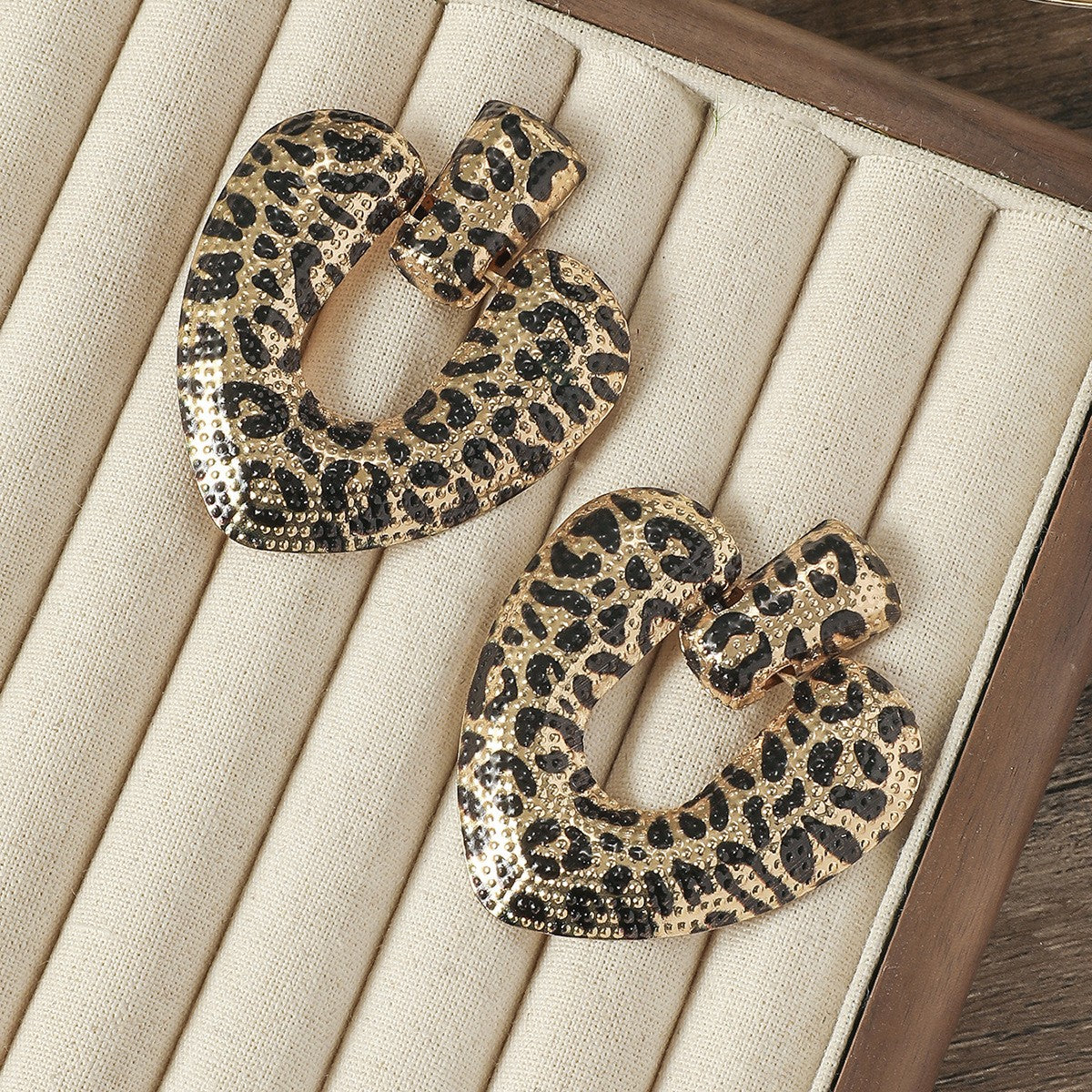 Leopard Print Bow Drop Earrings